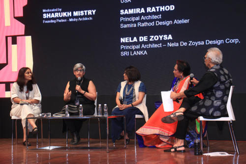 Women In Design 2020+ Conference- Panel Discussion titled Diverse Practices in India and beyond (L-R- Shubra Raje, Monica Chadha, Smaira Rathod, Nela De Zoysa, Sharukh Mistry)